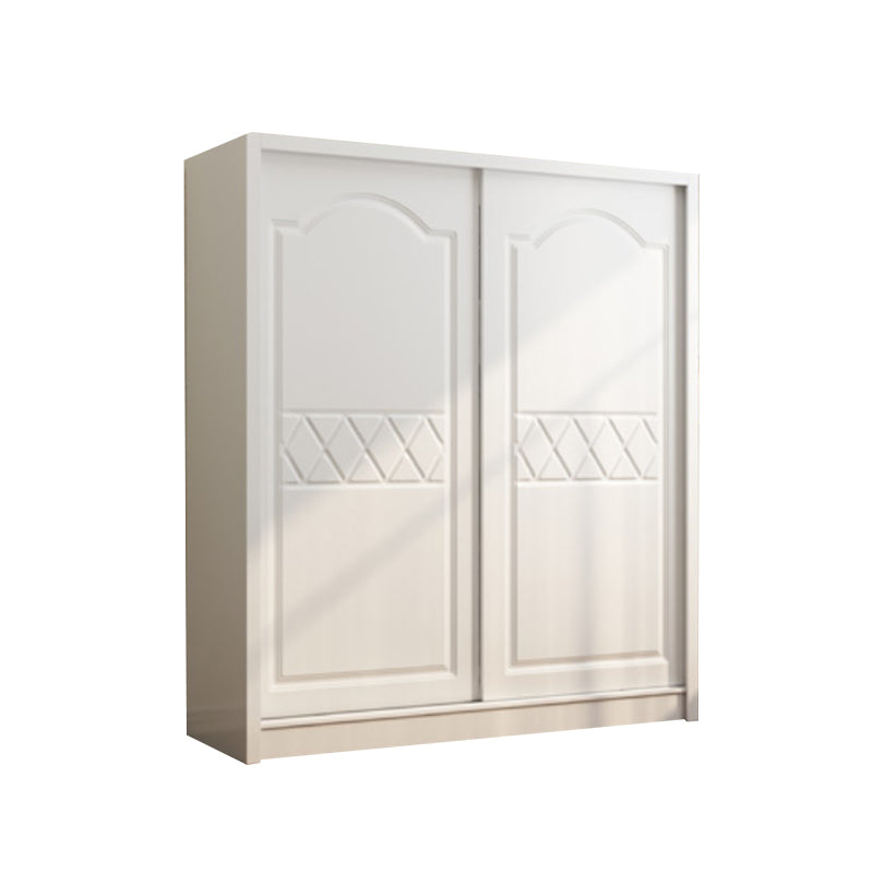 White Wardrobe Closet with Drawer Engineered Wood Wardrobe Armoire