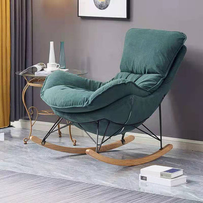 Sedia a dondolo blu moderna sedia da bilanciere imbottita per decorazioni per la casa