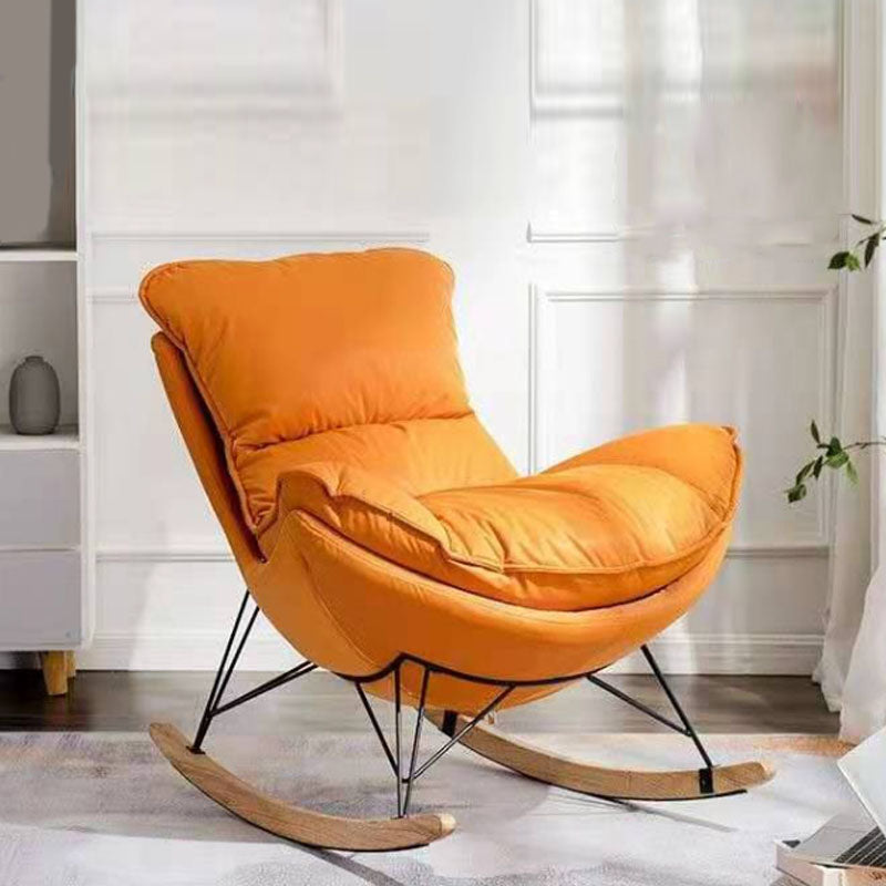 Sedia a dondolo blu moderna sedia da bilanciere imbottita per decorazioni per la casa