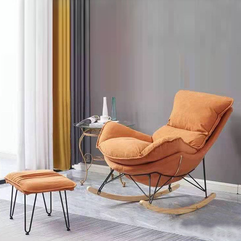 Sedia a dondolo blu moderna sedia da bilanciere imbottita per decorazioni per la casa