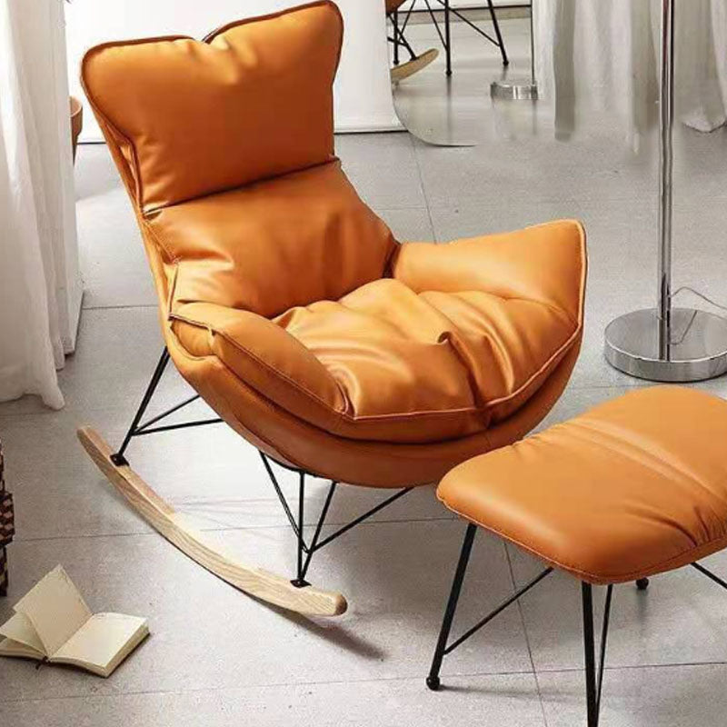 Sedia a dondolo blu moderna sedia da bilanciere imbottita per decorazioni per la casa