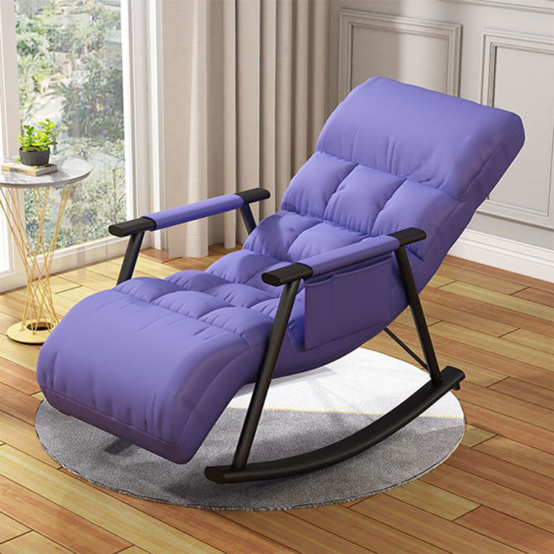 Contemporary Rocker Chair Metal Frame Spindle Rocker Chair with Cushions Purple-Black Clearhalo 'Chairs & Seating' 'furn' 'furn_rocking_chairs' 'Furniture' 'Living Room Furniture' 'Rocking Chairs' 'rocking_chairs' 6415715