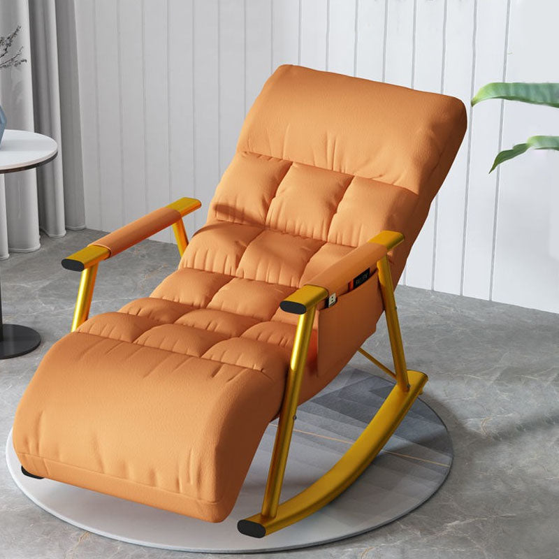 Contemporary Rocker Chair Metal Frame Spindle Rocker Chair with Cushions Orange Gold Clearhalo 'Chairs & Seating' 'furn' 'furn_rocking_chairs' 'Furniture' 'Living Room Furniture' 'Rocking Chairs' 'rocking_chairs' 6415716