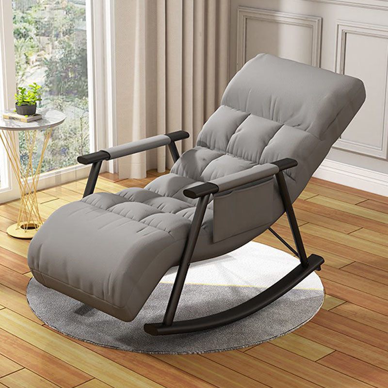 Contemporary Rocker Chair Metal Frame Spindle Rocker Chair with Cushions Black-Gray Clearhalo 'Chairs & Seating' 'furn' 'furn_rocking_chairs' 'Furniture' 'Living Room Furniture' 'Rocking Chairs' 'rocking_chairs' 6415717