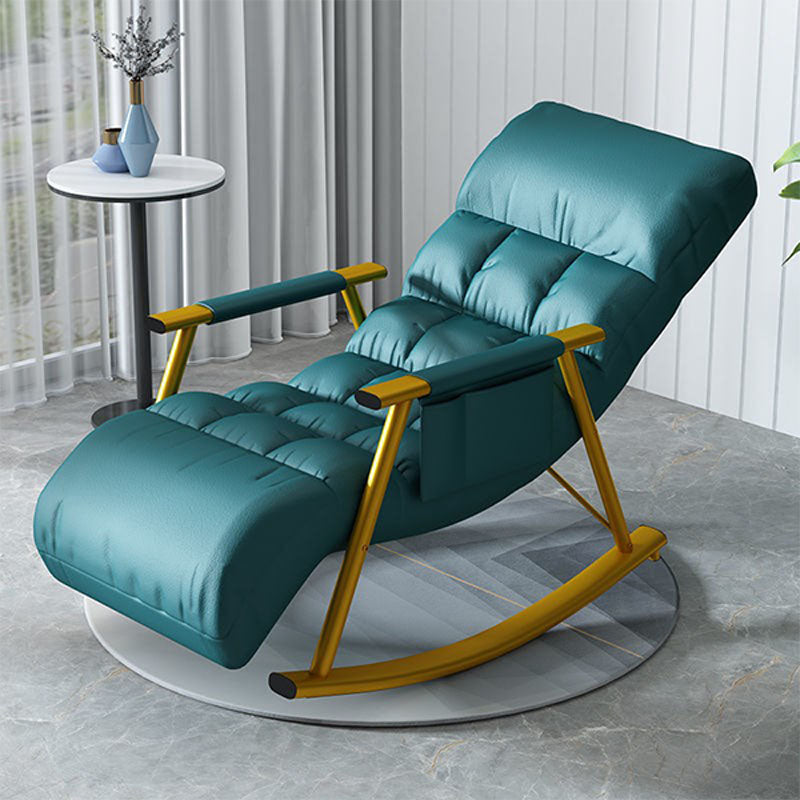 Contemporary Rocker Chair Metal Frame Spindle Rocker Chair with Cushions Gold-Blue Clearhalo 'Chairs & Seating' 'furn' 'furn_rocking_chairs' 'Furniture' 'Living Room Furniture' 'Rocking Chairs' 'rocking_chairs' 6415725