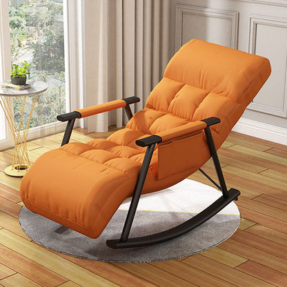 Contemporary Rocker Chair Metal Frame Spindle Rocker Chair with Cushions Black-Orange Clearhalo 'Chairs & Seating' 'furn' 'furn_rocking_chairs' 'Furniture' 'Living Room Furniture' 'Rocking Chairs' 'rocking_chairs' 6415727