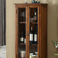 Modern Rubberwood Display Stand Glass Doors Hutch Buffet for Living Room
