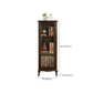 Modern Rubberwood Display Stand Glass Doors Hutch Buffet for Living Room