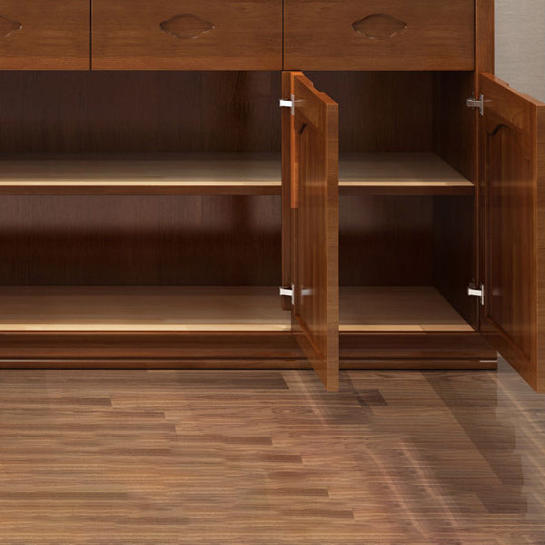 Moderne porte da pranzo in legno di gomma porte in vetro a buffet con cassetti per soggiorno