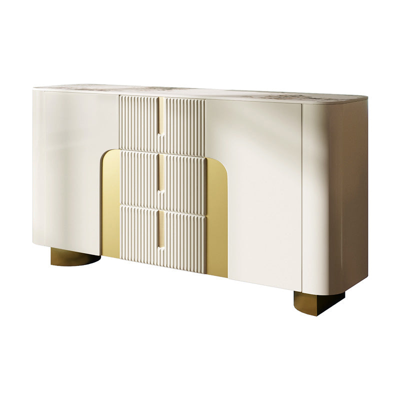 Glam Sideboard Buffet Cabinets Buffet Sideboard with 2 Doors and 3 Drawers 59"L x 16"W x 33"H Clearhalo 'buffet_sideboard' 'Buffets & Sideboards' 'furn' 'furn_buffet_sideboard' 'Furniture' 'Kitchen & Dining Furniture' 6418090