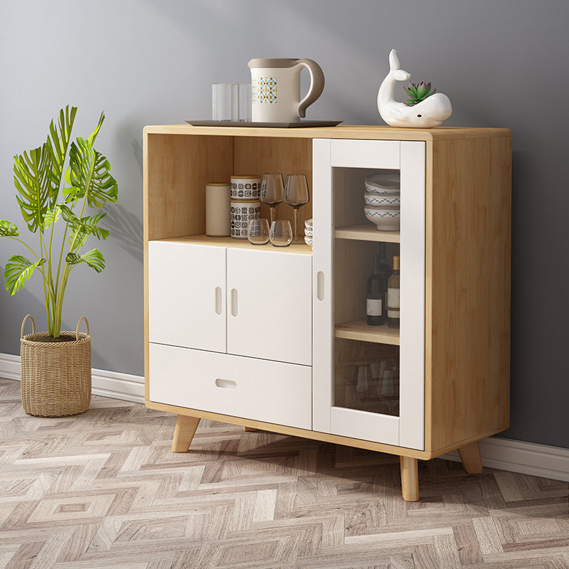 Buffet de estilo moderno Buffet de madera maciza de 39 pulgadas con gabinetes y cajones