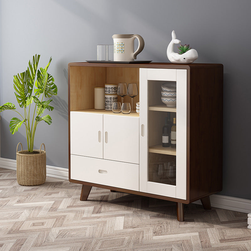 Buffet de estilo moderno Buffet de madera maciza de 39 pulgadas con gabinetes y cajones