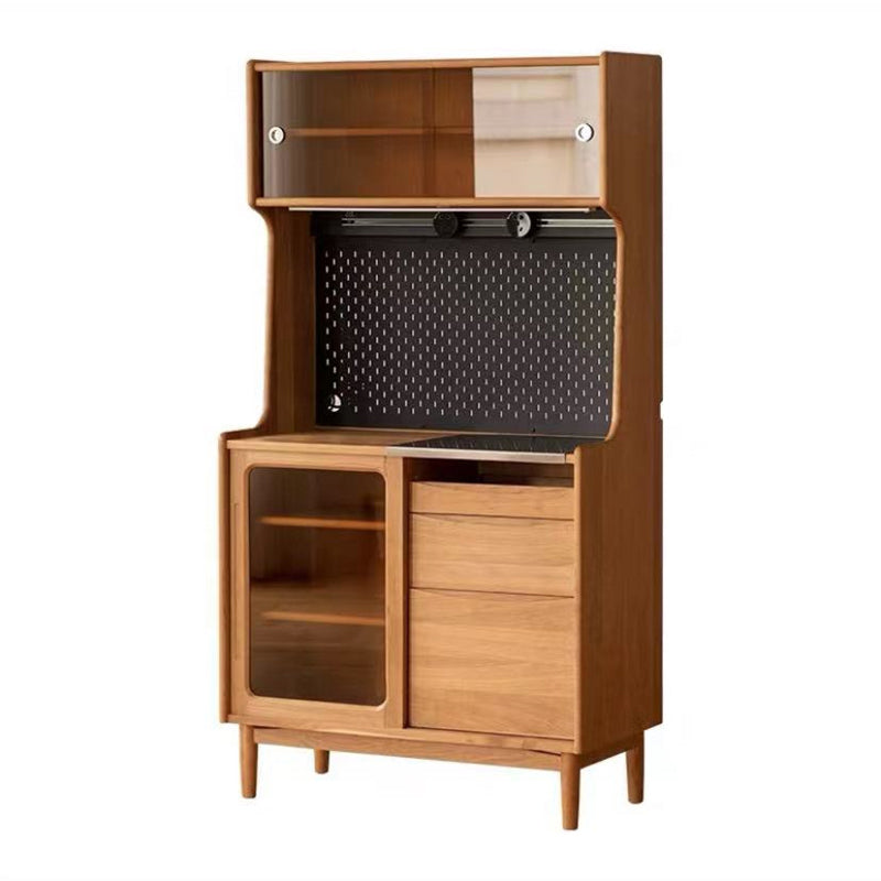 Sideboard in legno massiccio di pino del server da pranzo marrone moderno con porta di vetro