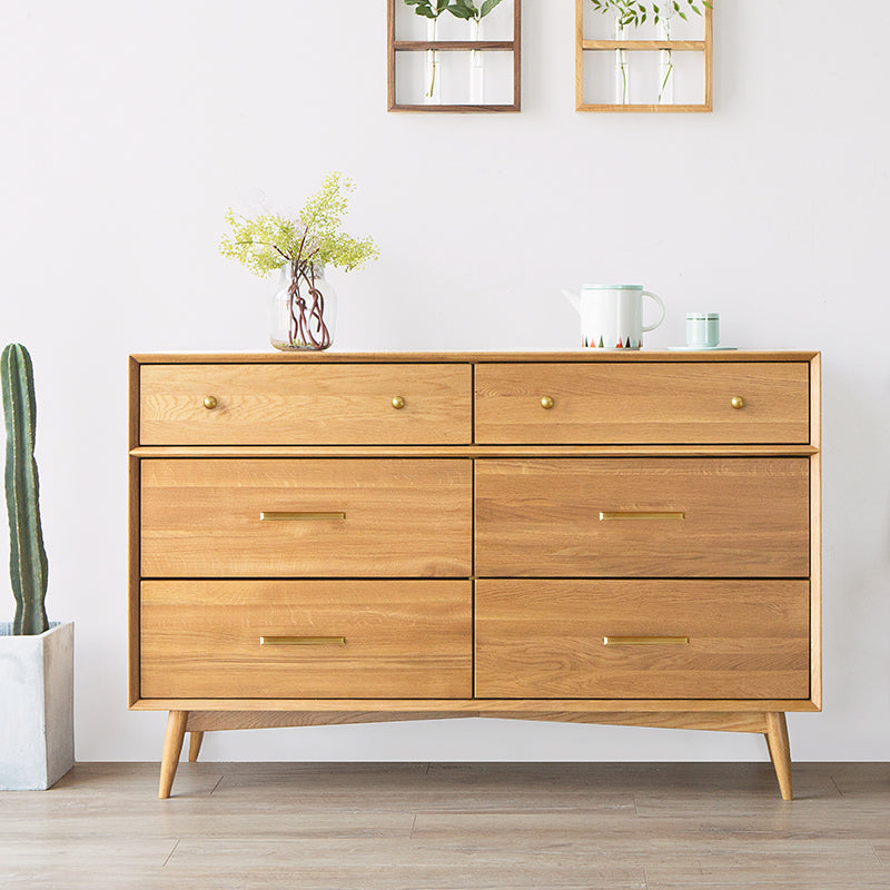 Pine Solid Wood Sideboard Table Modern Antique Finish 6-drawer Dining Server Natural Clearhalo 'buffet_sideboard' 'Buffets & Sideboards' 'furn' 'furn_buffet_sideboard' 'Furniture' 'Kitchen & Dining Furniture' 6418264