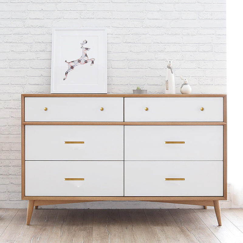 Pine Solid Wood Sideboard Table Modern Antique Finish 6-drawer Dining Server Clearhalo 'buffet_sideboard' 'Buffets & Sideboards' 'furn' 'furn_buffet_sideboard' 'Furniture' 'Kitchen & Dining Furniture' 6418267