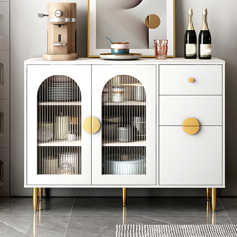 Armario de puertas de vidrio de buffet de aparador moderno con luces LED