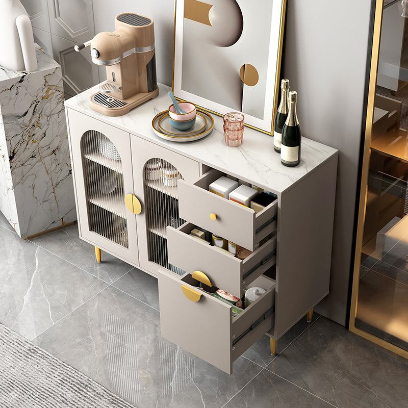 Armario de puertas de vidrio de buffet de aparador moderno con luces LED