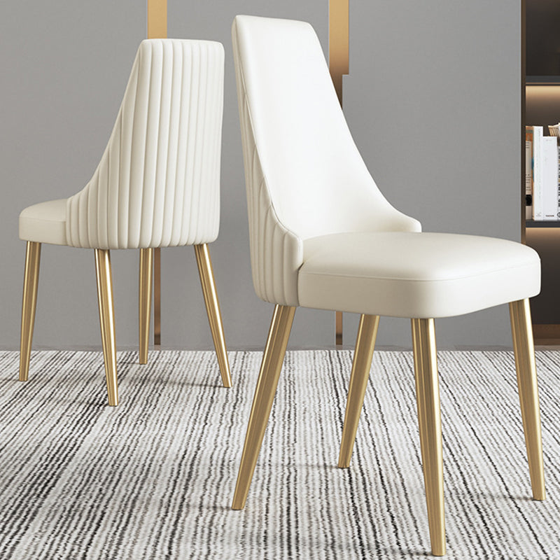 Glam Style Parsons Side Chair Leather White Indoor Dining Chair Clearhalo 'Dining Chairs' 'Dining Tables & Seating' 'dining_chair' 'furn' 'furn_dining_chair' 'Furniture' 'Kitchen & Dining Furniture' 6418317