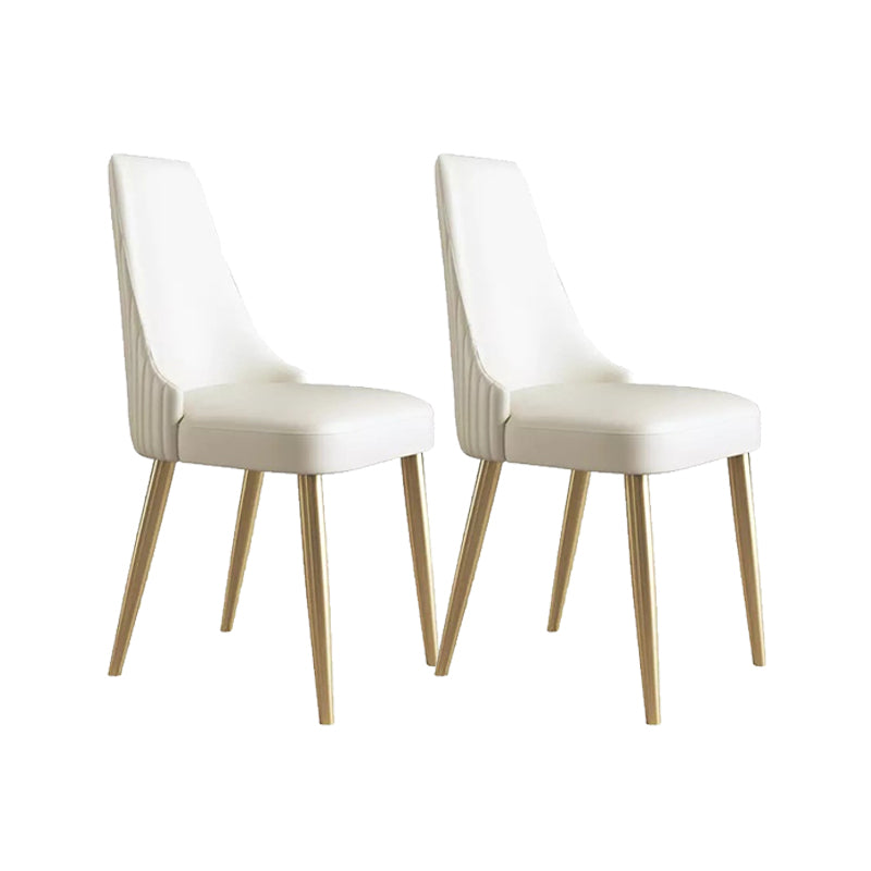 Glam Style Parsons Side Chair Leather White Indoor Dining Chair 2 Piece Set Clearhalo 'Dining Chairs' 'Dining Tables & Seating' 'dining_chair' 'furn' 'furn_dining_chair' 'Furniture' 'Kitchen & Dining Furniture' 6418318
