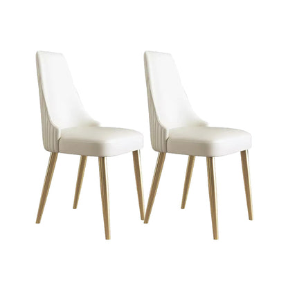 Glam Style Parsons Side Chair Leather White Indoor Dining Chair 2 Piece Set Clearhalo 'Dining Chairs' 'Dining Tables & Seating' 'dining_chair' 'furn' 'furn_dining_chair' 'Furniture' 'Kitchen & Dining Furniture' 6418318
