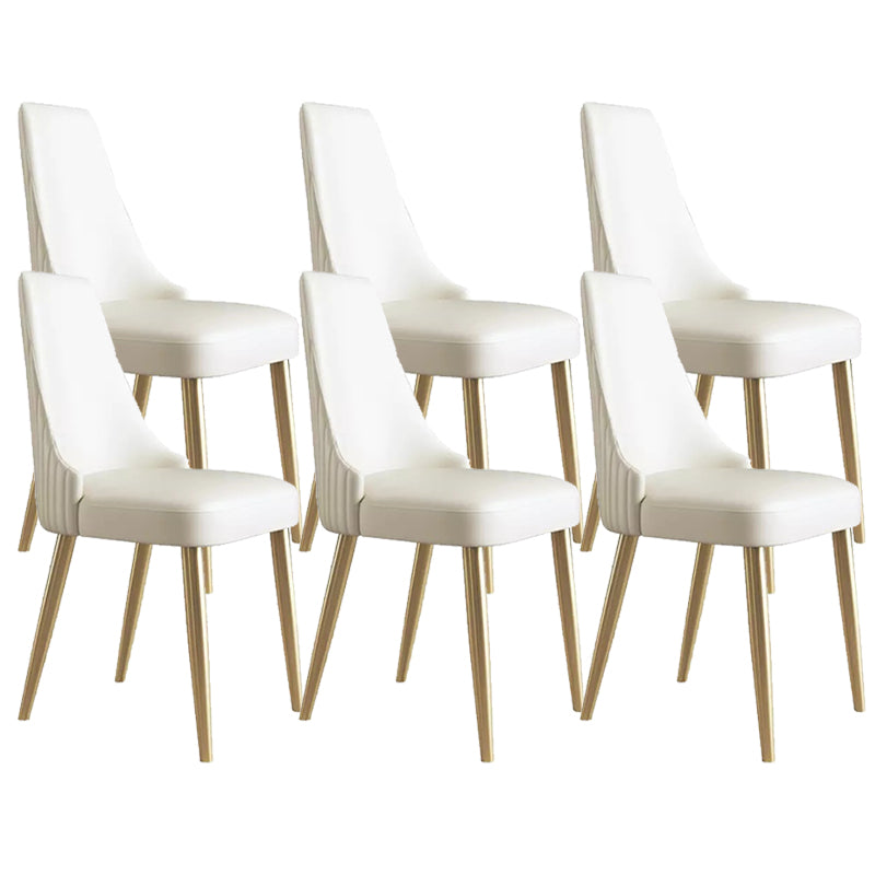 Glam Style Parsons Side Chair Leather White Indoor Dining Chair 6 Piece Set Clearhalo 'Dining Chairs' 'Dining Tables & Seating' 'dining_chair' 'furn' 'furn_dining_chair' 'Furniture' 'Kitchen & Dining Furniture' 6418321