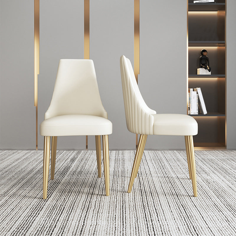 Glam Style Parsons Side Chair Leather White Indoor Dining Chair Clearhalo 'Dining Chairs' 'Dining Tables & Seating' 'dining_chair' 'furn' 'furn_dining_chair' 'Furniture' 'Kitchen & Dining Furniture' 6418322