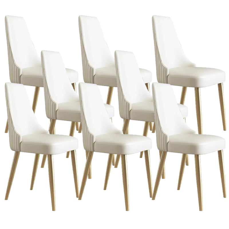 Glam Style Parsons Side Chair Leather White Indoor Dining Chair 8 Piece Set Clearhalo 'Dining Chairs' 'Dining Tables & Seating' 'dining_chair' 'furn' 'furn_dining_chair' 'Furniture' 'Kitchen & Dining Furniture' 6418323