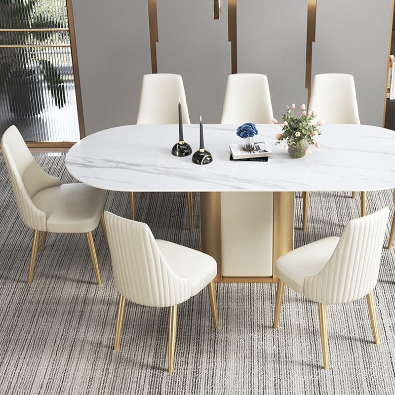 Glam Style Parsons Side Chair Leather White Indoor Dining Chair Clearhalo 'Dining Chairs' 'Dining Tables & Seating' 'dining_chair' 'furn' 'furn_dining_chair' 'Furniture' 'Kitchen & Dining Furniture' 6418331