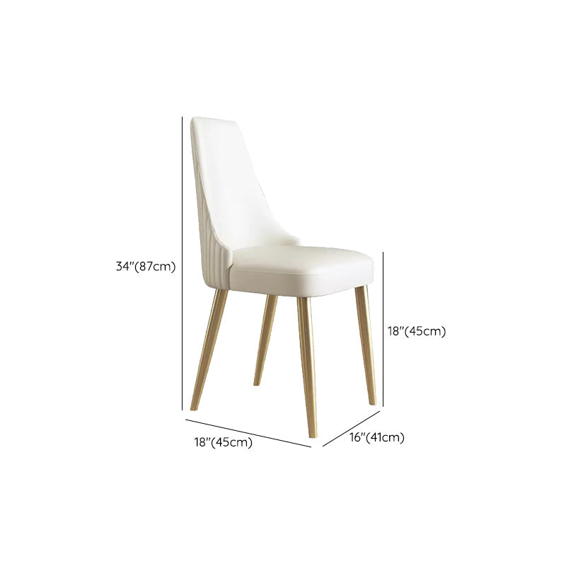 Glam Style Parsons Side Chair Leather White Indoor Dining Chair Clearhalo 'Dining Chairs' 'Dining Tables & Seating' 'dining_chair' 'furn' 'furn_dining_chair' 'Furniture' 'Kitchen & Dining Furniture' 6418332