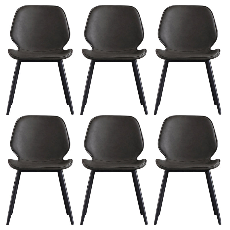 Contemporary Kitchen Dining Side Chair Wingback Armless Chair Grey 6 Piece Set Clearhalo 'Dining Chairs' 'Dining Tables & Seating' 'dining_chair' 'furn' 'furn_dining_chair' 'Furniture' 'Kitchen & Dining Furniture' 6418386