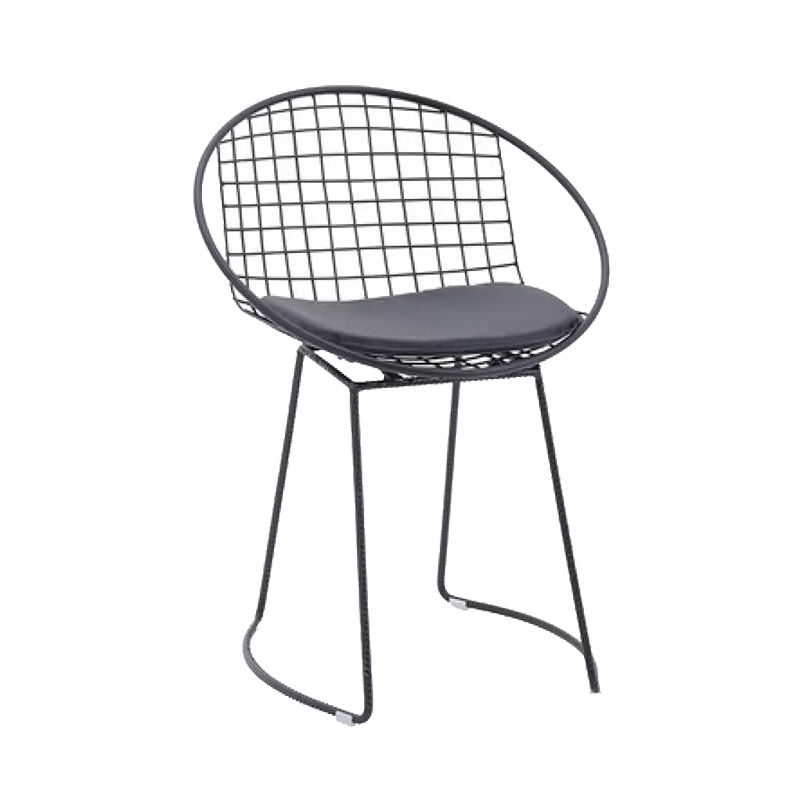Metal Kitchen Dining Arm Chairs Glam Upholstered Dining Chairs Black 1 Piece Black Clearhalo 'Dining Chairs' 'Dining Tables & Seating' 'dining_chair' 'furn' 'furn_dining_chair' 'Furniture' 'Kitchen & Dining Furniture' 6418404