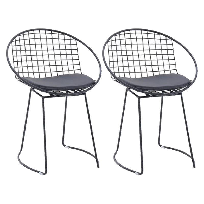 Metal Kitchen Dining Arm Chairs Glam Upholstered Dining Chairs Black 2 Piece Set Black Clearhalo 'Dining Chairs' 'Dining Tables & Seating' 'dining_chair' 'furn' 'furn_dining_chair' 'Furniture' 'Kitchen & Dining Furniture' 6418406