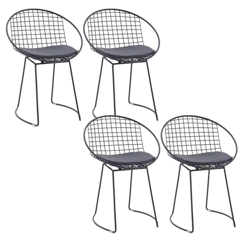 Metal Kitchen Dining Arm Chairs Glam Upholstered Dining Chairs Black 4 Piece Set Black Clearhalo 'Dining Chairs' 'Dining Tables & Seating' 'dining_chair' 'furn' 'furn_dining_chair' 'Furniture' 'Kitchen & Dining Furniture' 6418407