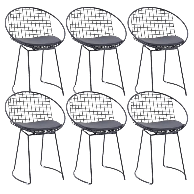 Metal Kitchen Dining Arm Chairs Glam Upholstered Dining Chairs Black 6 Piece Set Black Clearhalo 'Dining Chairs' 'Dining Tables & Seating' 'dining_chair' 'furn' 'furn_dining_chair' 'Furniture' 'Kitchen & Dining Furniture' 6418410