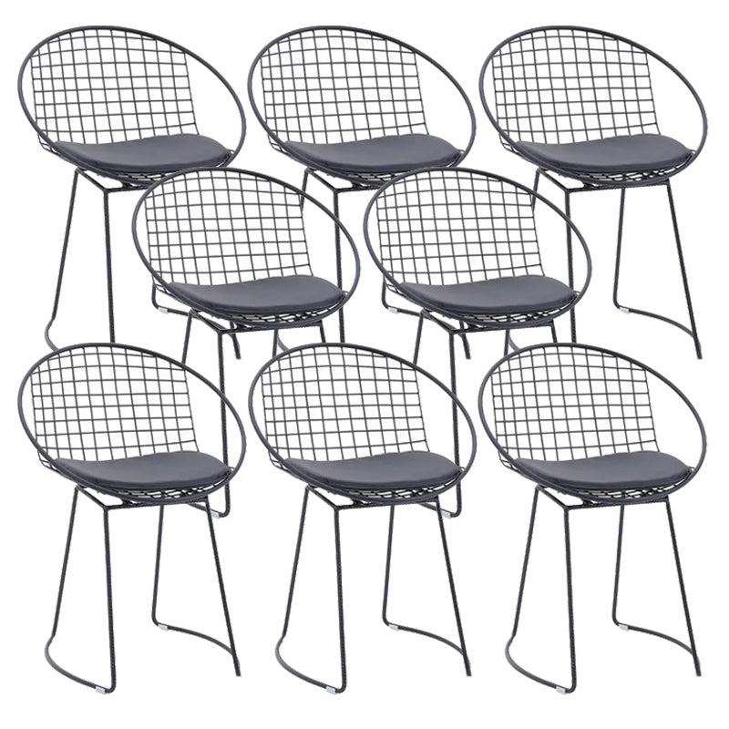 Metal Kitchen Dining Arm Chairs Glam Upholstered Dining Chairs Black 8 Piece Set Black Clearhalo 'Dining Chairs' 'Dining Tables & Seating' 'dining_chair' 'furn' 'furn_dining_chair' 'Furniture' 'Kitchen & Dining Furniture' 6418412