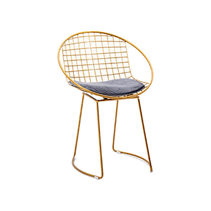 Metal Kitchen Dining Arm Chairs Glam Upholstered Dining Chairs Gray 1 Piece Brass Gold Clearhalo 'Dining Chairs' 'Dining Tables & Seating' 'dining_chair' 'furn' 'furn_dining_chair' 'Furniture' 'Kitchen & Dining Furniture' 6418414