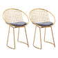 Metal Kitchen Dining Arm Chairs Glam Upholstered Dining Chairs Gray 2 Piece Set Brass Gold Clearhalo 'Dining Chairs' 'Dining Tables & Seating' 'dining_chair' 'furn' 'furn_dining_chair' 'Furniture' 'Kitchen & Dining Furniture' 6418416