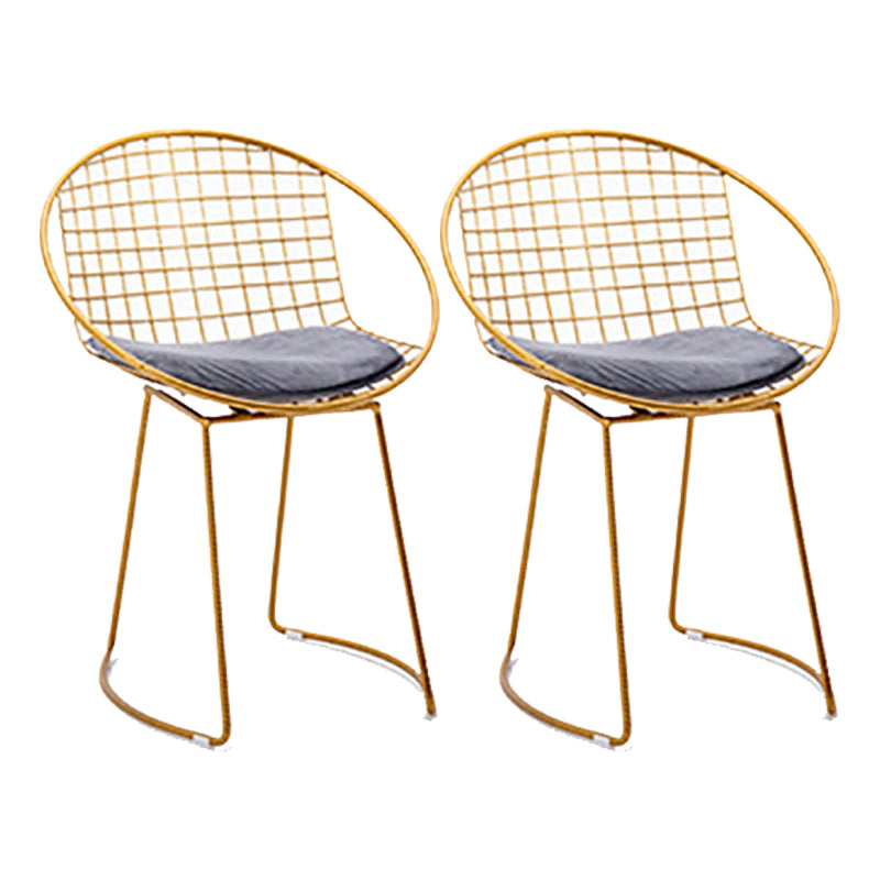 Metal Kitchen Dining Arm Chairs Glam Upholstered Dining Chairs Gray 2 Piece Set Brass Gold Clearhalo 'Dining Chairs' 'Dining Tables & Seating' 'dining_chair' 'furn' 'furn_dining_chair' 'Furniture' 'Kitchen & Dining Furniture' 6418416