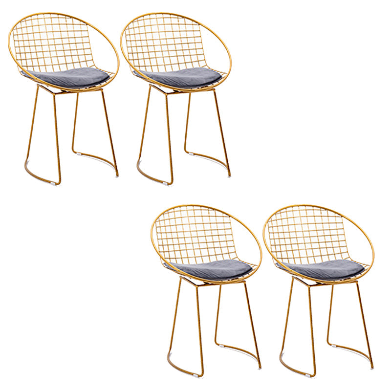 Metal Kitchen Dining Arm Chairs Glam Upholstered Dining Chairs Gray 4 Piece Set Brass Gold Clearhalo 'Dining Chairs' 'Dining Tables & Seating' 'dining_chair' 'furn' 'furn_dining_chair' 'Furniture' 'Kitchen & Dining Furniture' 6418418