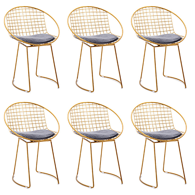 Metal Kitchen Dining Arm Chairs Glam Upholstered Dining Chairs Gray 6 Piece Set Brass Gold Clearhalo 'Dining Chairs' 'Dining Tables & Seating' 'dining_chair' 'furn' 'furn_dining_chair' 'Furniture' 'Kitchen & Dining Furniture' 6418420