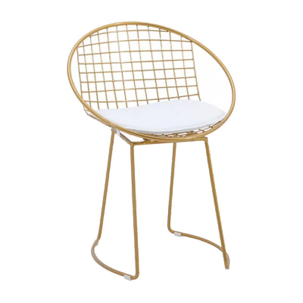Metal Kitchen Dining Arm Chairs Glam Upholstered Dining Chairs White 1 Piece Brass Gold Clearhalo 'Dining Chairs' 'Dining Tables & Seating' 'dining_chair' 'furn' 'furn_dining_chair' 'Furniture' 'Kitchen & Dining Furniture' 6418423