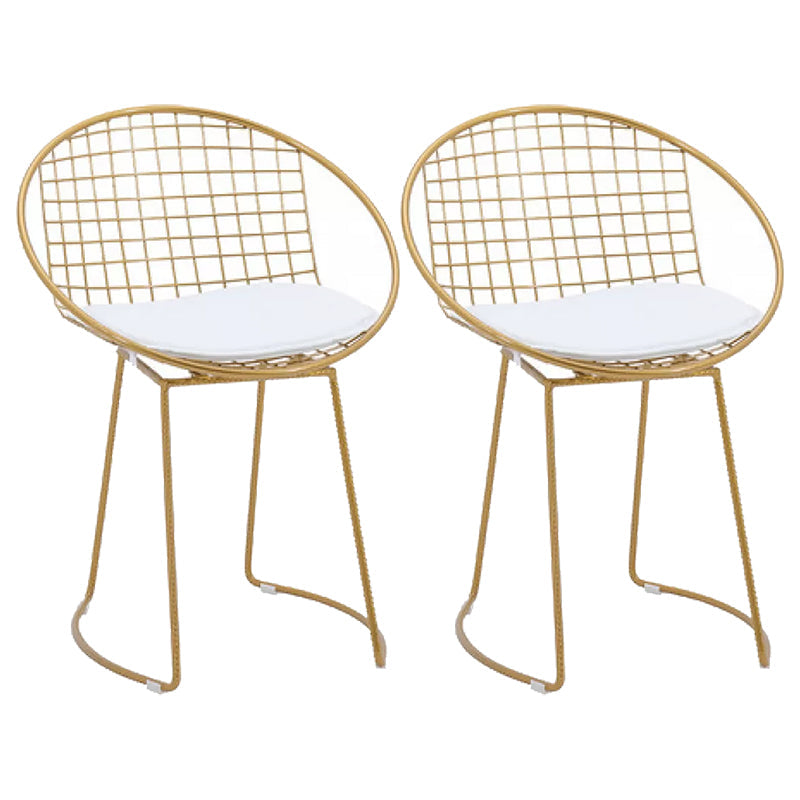 Metal Kitchen Dining Arm Chairs Glam Upholstered Dining Chairs White 2 Piece Set Brass Gold Clearhalo 'Dining Chairs' 'Dining Tables & Seating' 'dining_chair' 'furn' 'furn_dining_chair' 'Furniture' 'Kitchen & Dining Furniture' 6418424