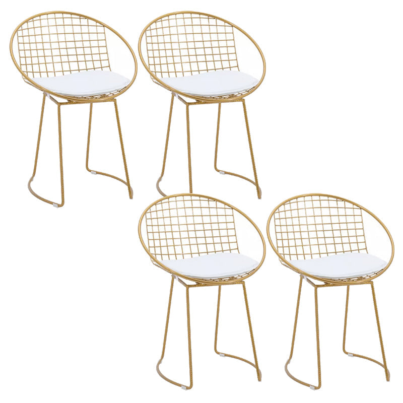 Metal Kitchen Dining Arm Chairs Glam Upholstered Dining Chairs White 4 Piece Set Brass Gold Clearhalo 'Dining Chairs' 'Dining Tables & Seating' 'dining_chair' 'furn' 'furn_dining_chair' 'Furniture' 'Kitchen & Dining Furniture' 6418425