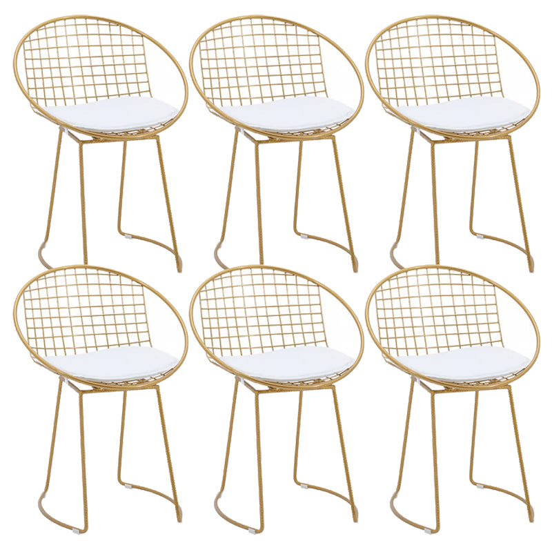 Metal Kitchen Dining Arm Chairs Glam Upholstered Dining Chairs White 6 Piece Set Brass Gold Clearhalo 'Dining Chairs' 'Dining Tables & Seating' 'dining_chair' 'furn' 'furn_dining_chair' 'Furniture' 'Kitchen & Dining Furniture' 6418426