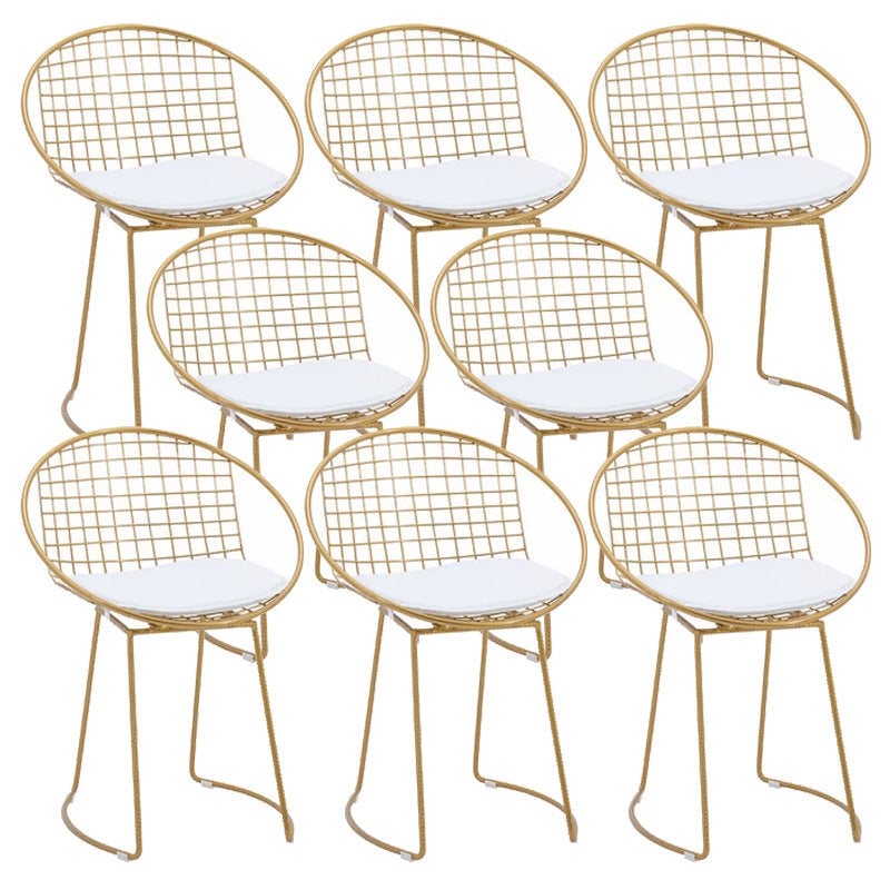 Metal Kitchen Dining Arm Chairs Glam Upholstered Dining Chairs White 8 Piece Set Brass Gold Clearhalo 'Dining Chairs' 'Dining Tables & Seating' 'dining_chair' 'furn' 'furn_dining_chair' 'Furniture' 'Kitchen & Dining Furniture' 6418427