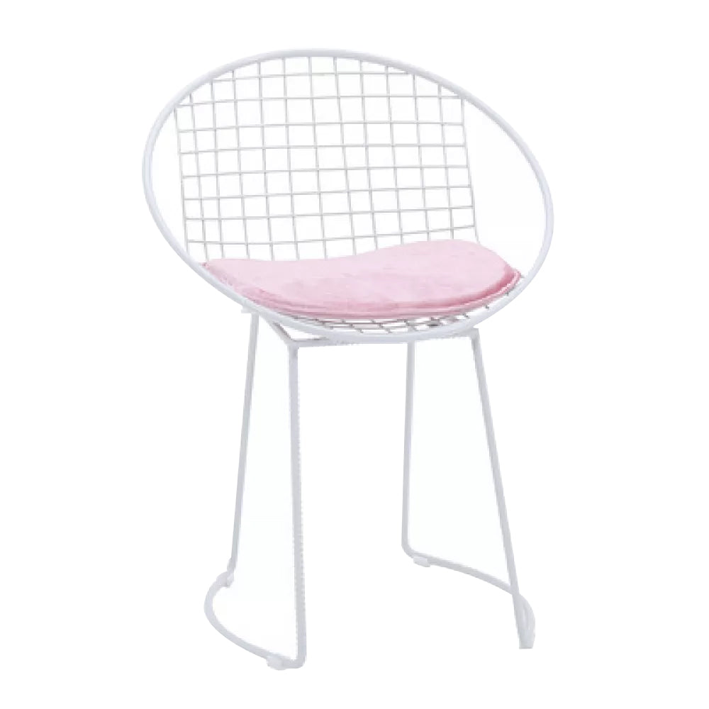 Metal Kitchen Dining Arm Chairs Glam Upholstered Dining Chairs Pink 1 Piece White Clearhalo 'Dining Chairs' 'Dining Tables & Seating' 'dining_chair' 'furn' 'furn_dining_chair' 'Furniture' 'Kitchen & Dining Furniture' 6418428