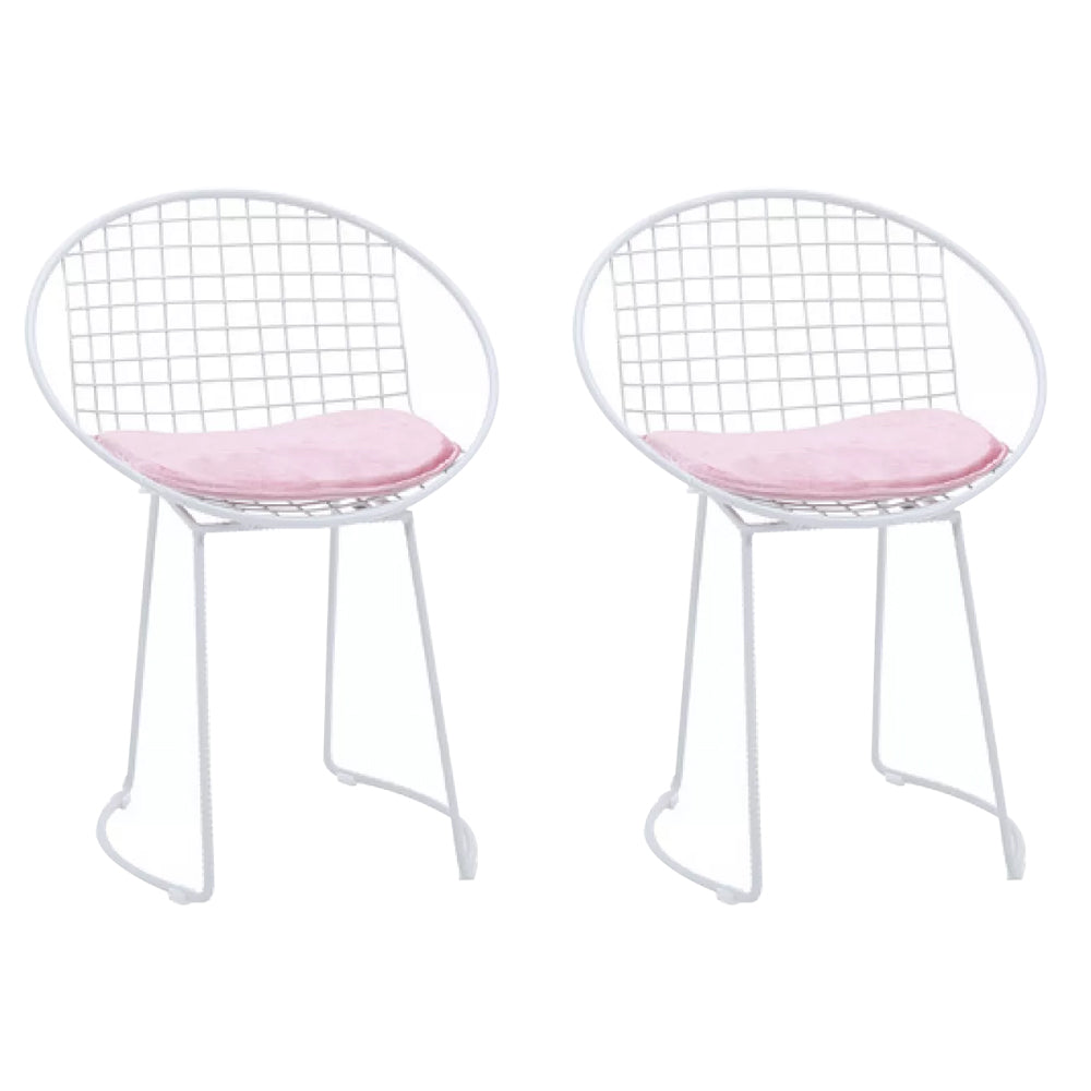 Metal Kitchen Dining Arm Chairs Glam Upholstered Dining Chairs Pink 2 Piece Set White Clearhalo 'Dining Chairs' 'Dining Tables & Seating' 'dining_chair' 'furn' 'furn_dining_chair' 'Furniture' 'Kitchen & Dining Furniture' 6418429
