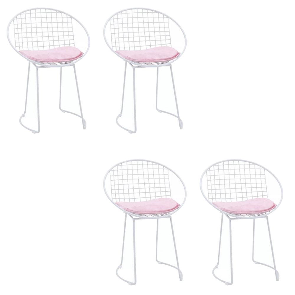 Metal Kitchen Dining Arm Chairs Glam Upholstered Dining Chairs Pink 4 Piece Set White Clearhalo 'Dining Chairs' 'Dining Tables & Seating' 'dining_chair' 'furn' 'furn_dining_chair' 'Furniture' 'Kitchen & Dining Furniture' 6418430