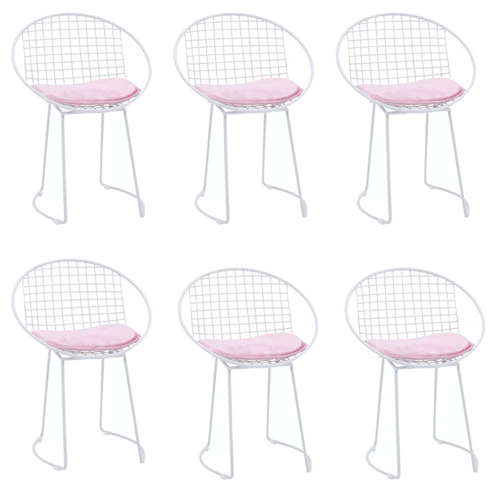 Metal Kitchen Dining Arm Chairs Glam Upholstered Dining Chairs Pink 6 Piece Set White Clearhalo 'Dining Chairs' 'Dining Tables & Seating' 'dining_chair' 'furn' 'furn_dining_chair' 'Furniture' 'Kitchen & Dining Furniture' 6418431
