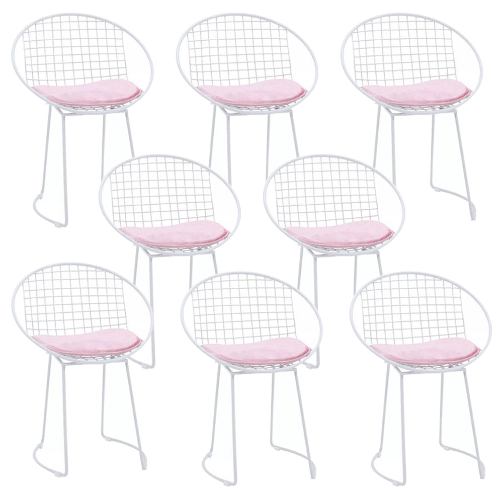 Metal Kitchen Dining Arm Chairs Glam Upholstered Dining Chairs Pink 8 Piece Set White Clearhalo 'Dining Chairs' 'Dining Tables & Seating' 'dining_chair' 'furn' 'furn_dining_chair' 'Furniture' 'Kitchen & Dining Furniture' 6418432